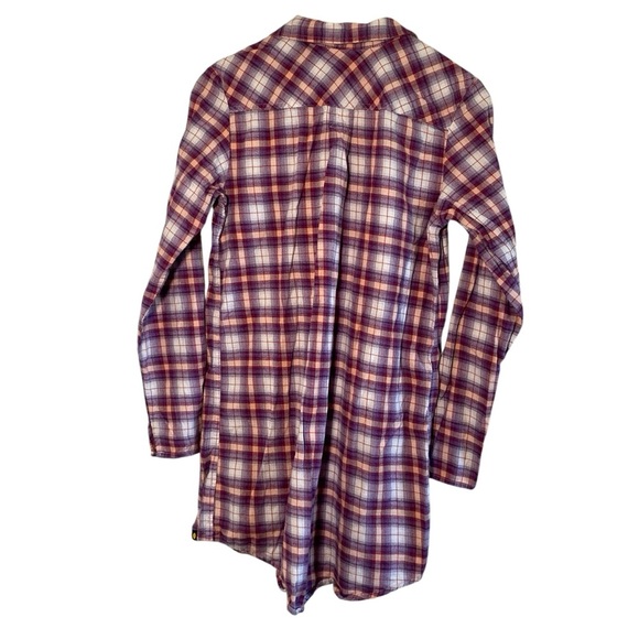 Life is Good Sleepshirt Medium Checkered Flannel Button-up Cotton Purple‎ - Picture 2 of 11
